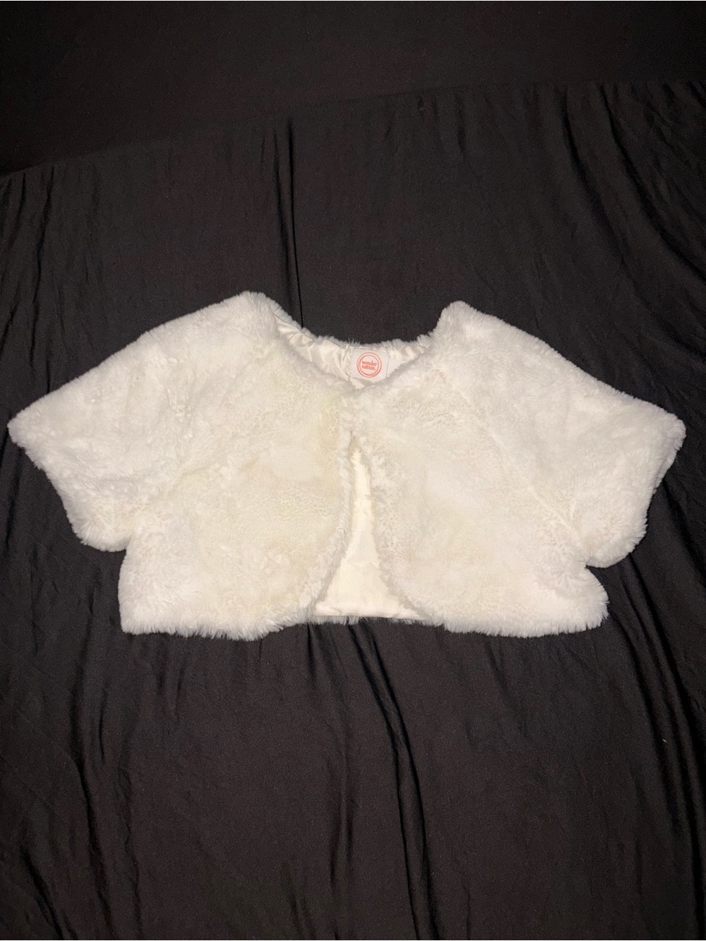 wonder nation White Faux Fur Short Bolero Jacket for Kids